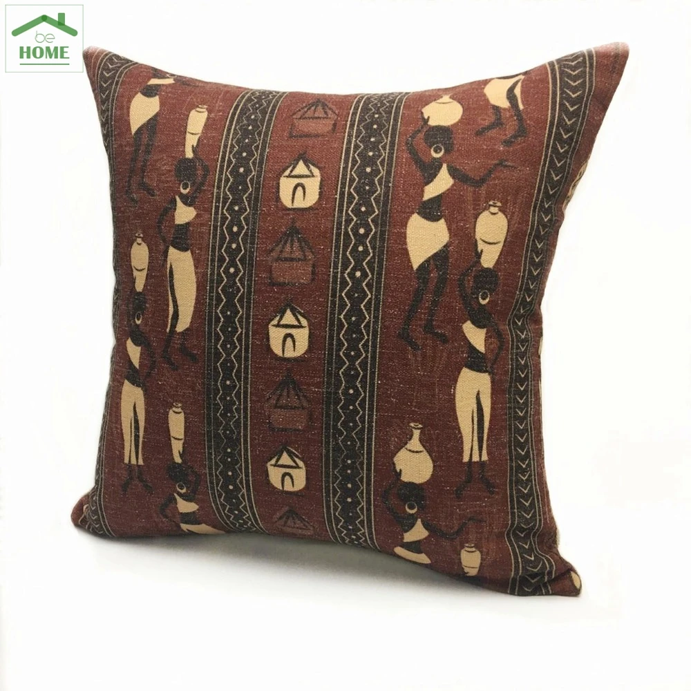 

Behome 2016 African Style Design Pillows Gift Cushion Cover Printed Linen/polyester Decorative Square Pillow Cover 45 x 45 cm