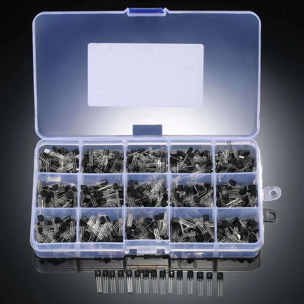 600pcs 15 Values*40pcs TO 92 Transistors Pack Transistor Assortment Kit