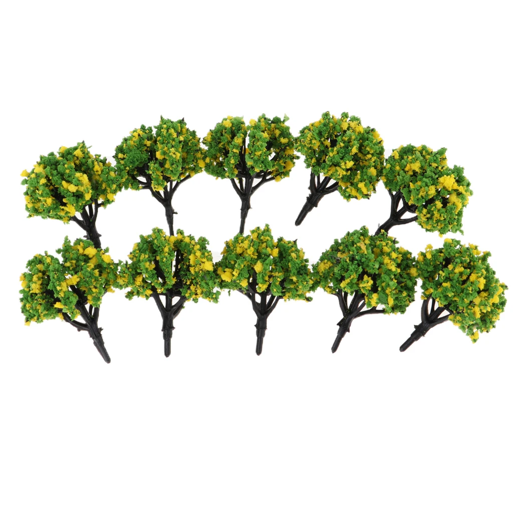 10 Pieces 1:200 HO Scale Train Scene Landscape Model Trees Garden Decoration