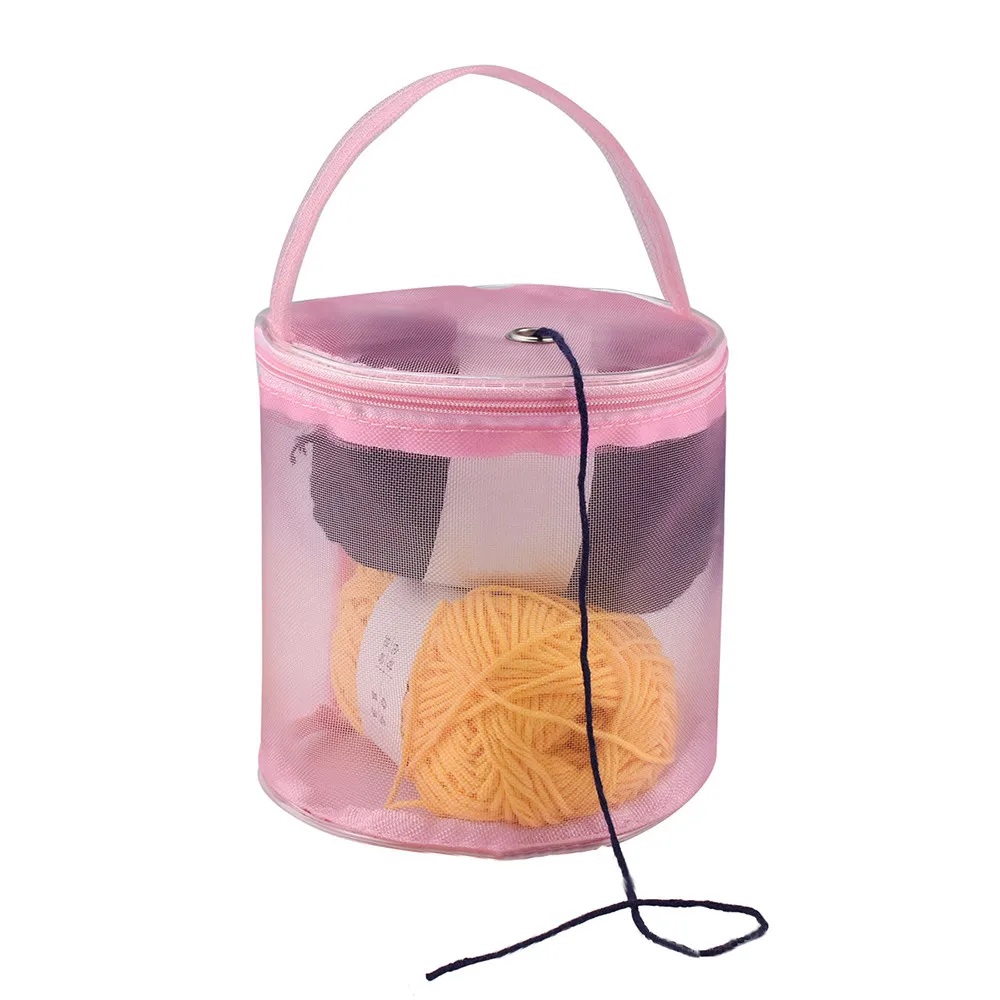 Легкая шерстяная сумка для хранения ткачество круглые Сумки Вязание корзины пряжа крючком органайзер для хранения проволочная сетка портативный* D