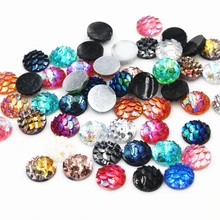 Новая мода 40 шт./лот 8 мм смешанные цвета стиль Рыбья чешуя плоская задняя Смола Кабошоны Камея
