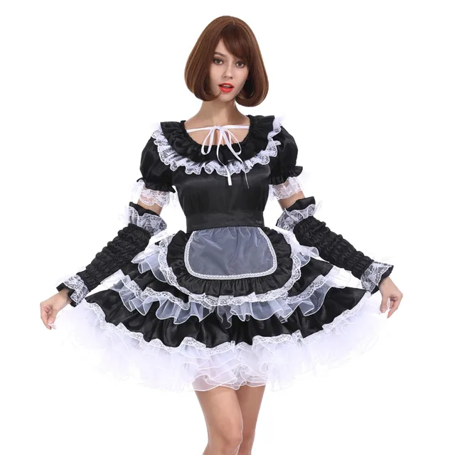 Buy Sissy Girl Maid Cool Black Lockable Dress Puffy Crossdress Cosplay Costume