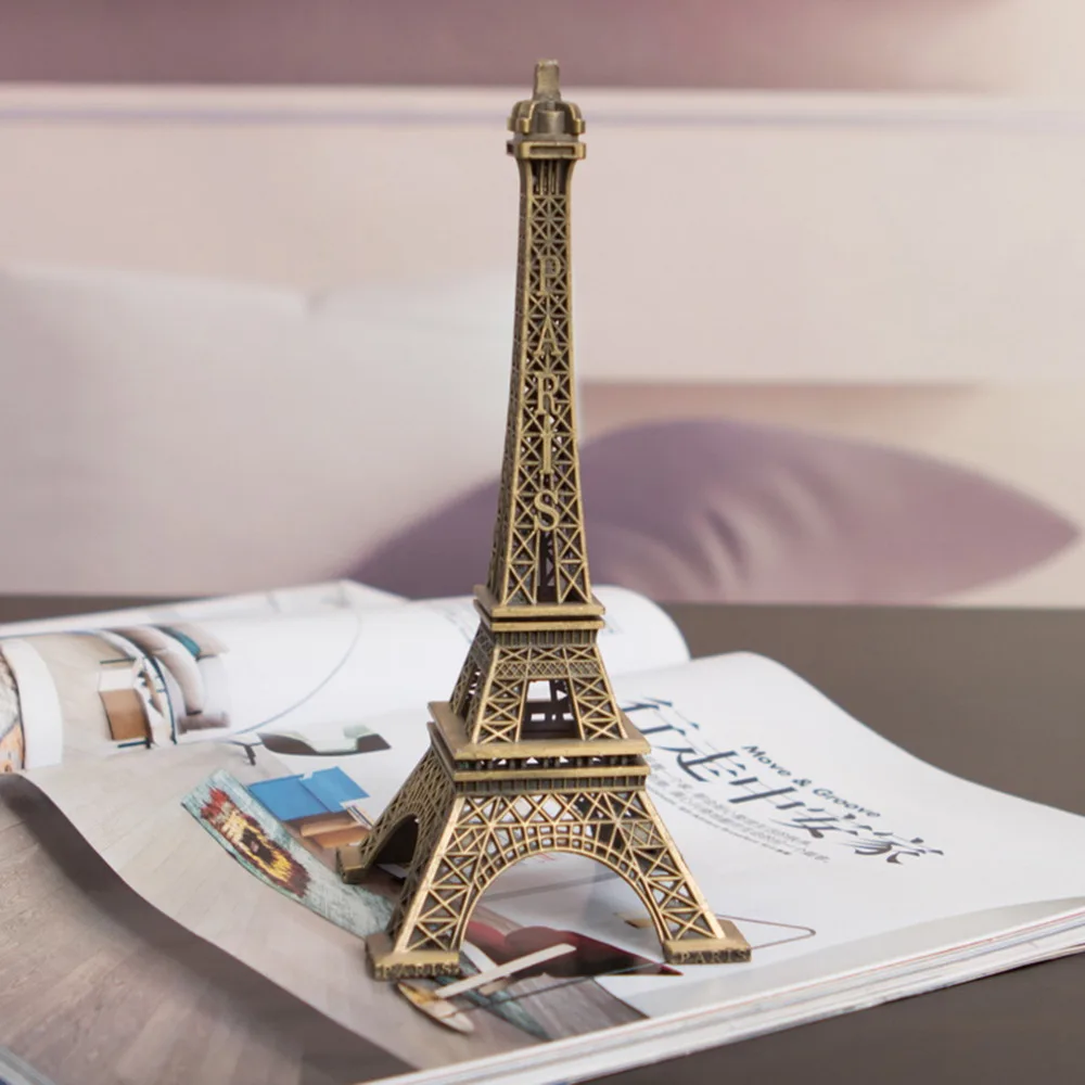 Hehilark Antigüedad Bronce Color de aleación de cinc único Regalo 10 cm de Metal Art Crafts Paris Torre Eiffel Modelo Figura Estatua Viaje Recuerdos Home Decor 