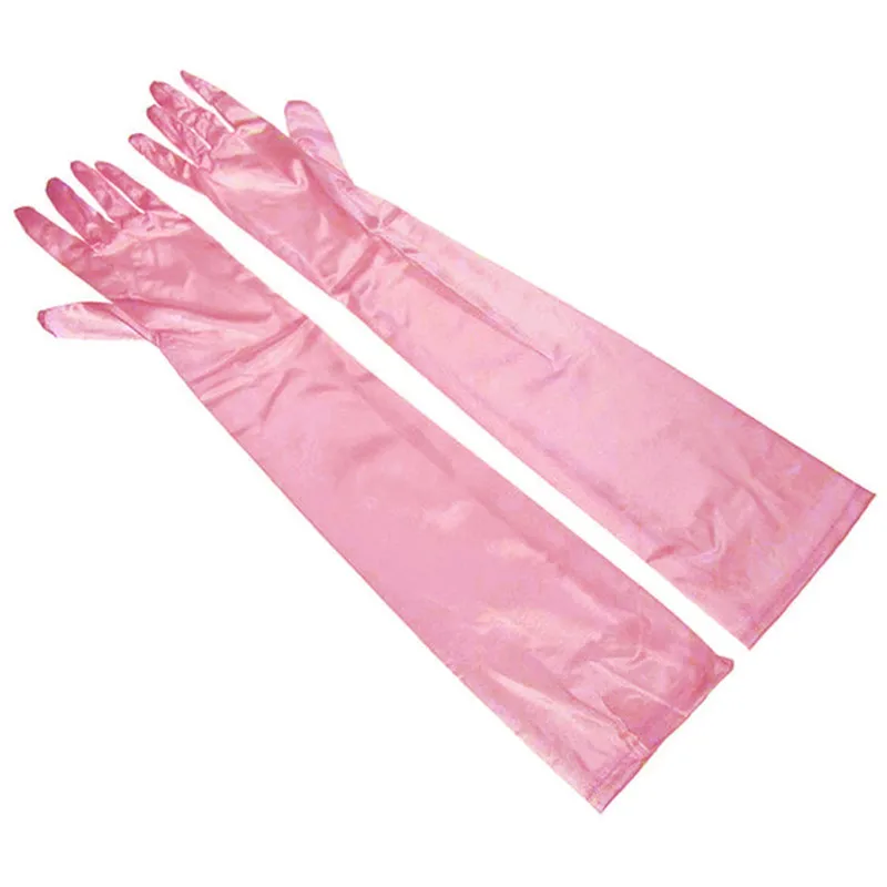 Женские многофункциональные модные длинные перчатки атласная опера вечерняя Вечеринка Выпускной костюм перчатки все случаи - Цвет: pink