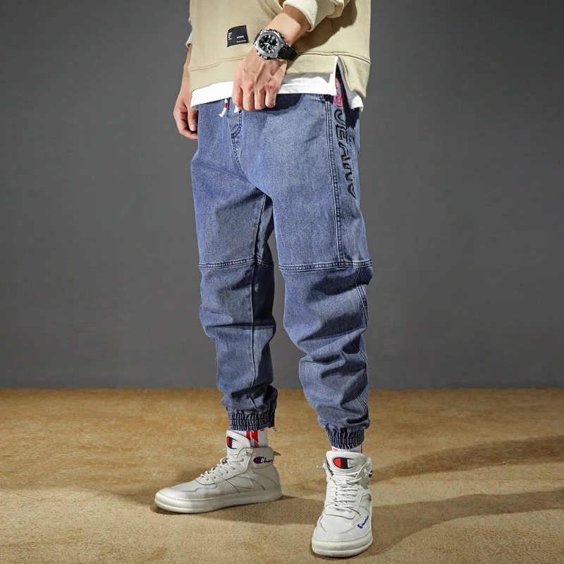 Goedkoop Mannen Jeans Plus Size Elastische Losse Tapered Harem Jeans Katoen Ademend Denim Jeans Baggy Jogger Casual Broek 42 Jeans