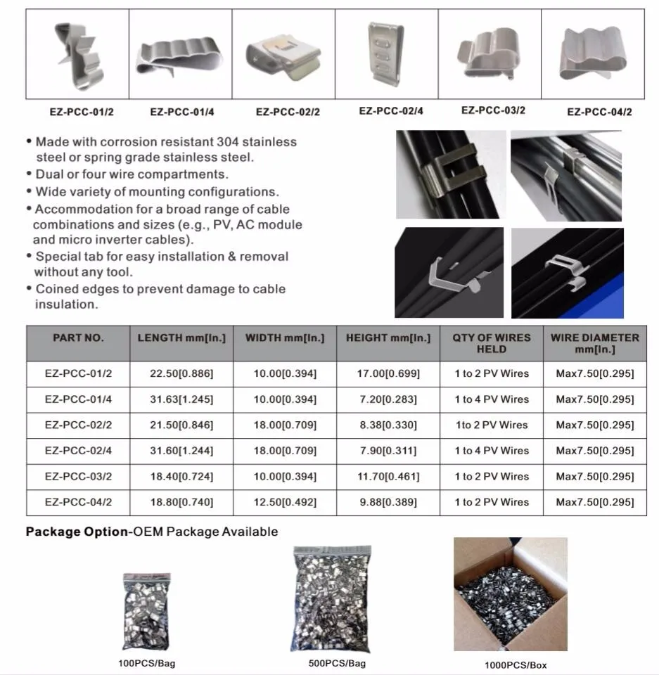 Для 6 sqmm Солнечный кабель 1000 шт./лот DC кабельный зажим 304 материал Зажимы для кабелей фотоэлектрических установок крепеж на приборную панель солнечная система Монтажная установка