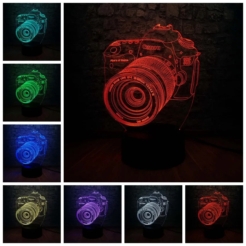 3D акриловый колпак модель светодиодный светильник 7color раздевалка прикроватная Иллюзия стол USB ночник настроение свет праздник день рождения ребенок подарок - Испускаемый цвет: camera