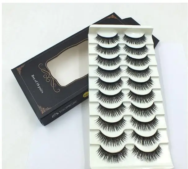 

10pairs sharp edge natural long false eyelashes charming big eyes eyelash extension extended stereo exquisite beauty tools