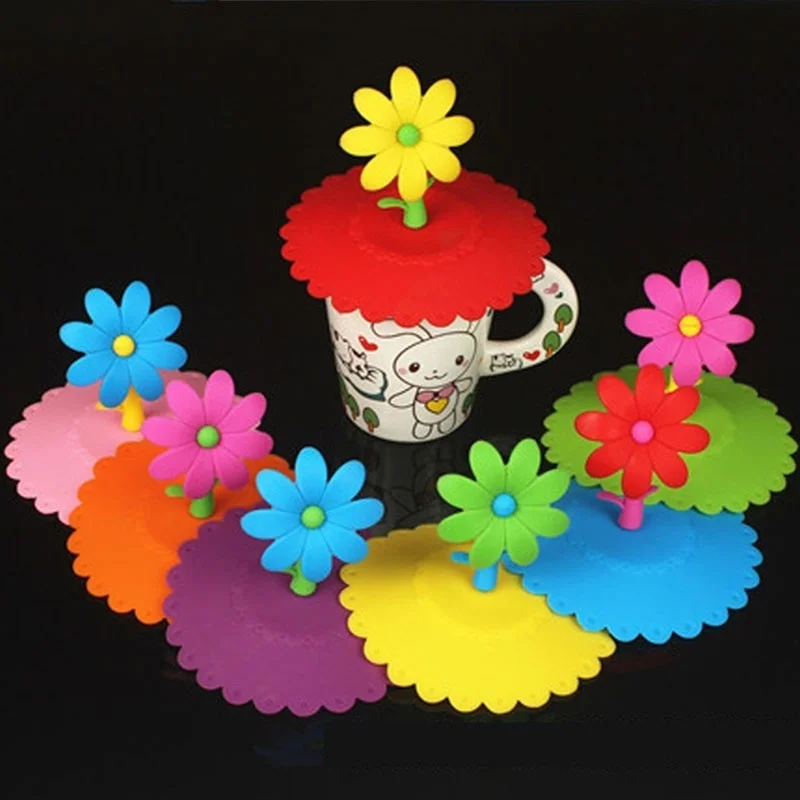 

2PCS/Set Lovely Flower Shape Silicone Cup Lid Dustproof Heat Preservation Bowl Cover Food Grade Kitchen Bar Accessories Cup Lid