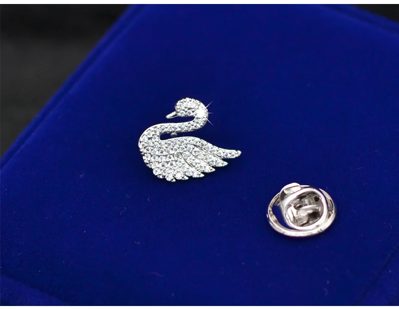 

Wholesale CZ Crystals Swan charm Collar Pin Brooch For Women Fashion Pin Brooch Ornament Jewelry Accessories
