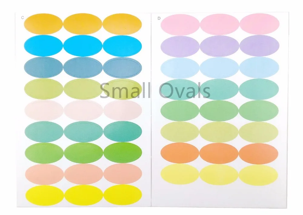 1 set 10 sheets Colorful Glass Essential Oil Bottle Cap Lid Labels Multiple Size includes Blank Round Circles Ovals Stickers