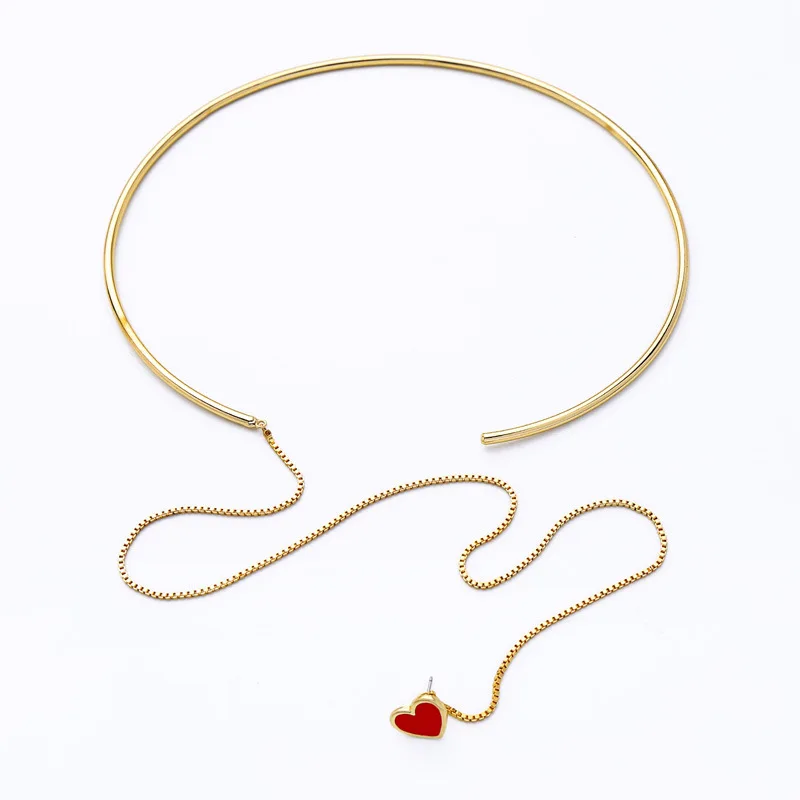 BOB IGIULAI креативный 2 в 1 Torques женский красный сердце уши цепные Чокеры ожерелье s Открытие Torques модное эффектное ожерелье - Окраска металла: GOLD