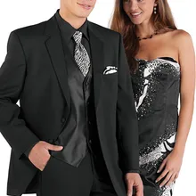 5 шт.(куртка+ брюки+ жилет+ галстук+ носовой платок) с отворотом, две пуговицы, черные, красивые мужские костюмы,, высокое качество, BZespoke