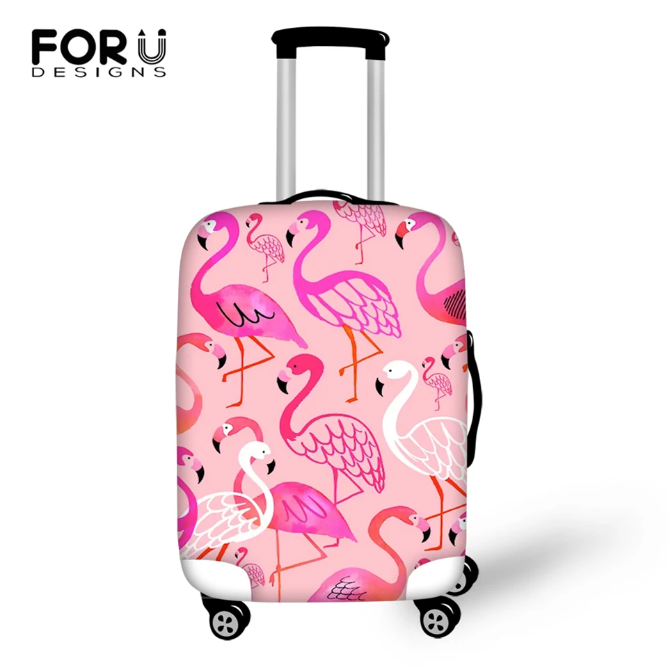 FORUDESIGNS Cartoon Luggage Cover Flamingos Leather Prints Pattern Travel Accessories Only Cover Fashion Design Suitcase Cover