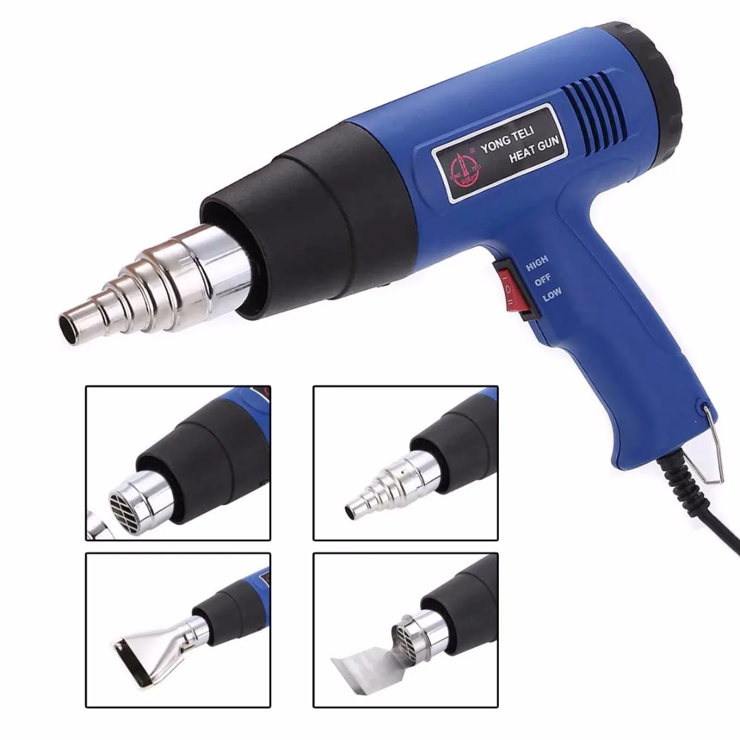 

220V 1500W EU Industrial Electric Hot Air Gun Thermoregulator Heat Guns with 4 Nozzle Power Tool Set