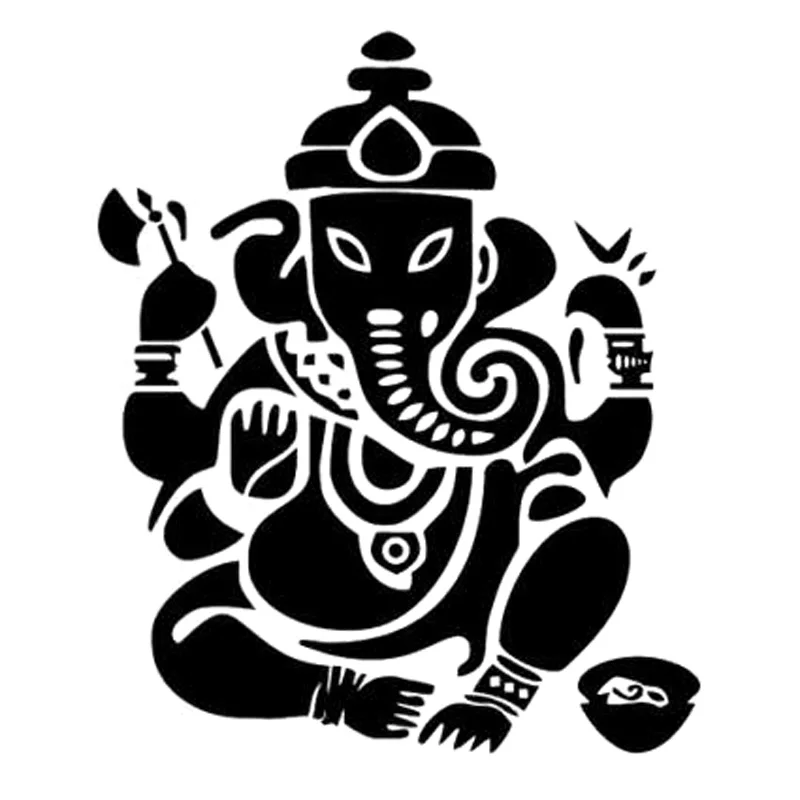 

12.9cm*15.4cm Elephant Buddha India Fashion Car-Styling Decor Stickers Decals Black/Silver S3-6998
