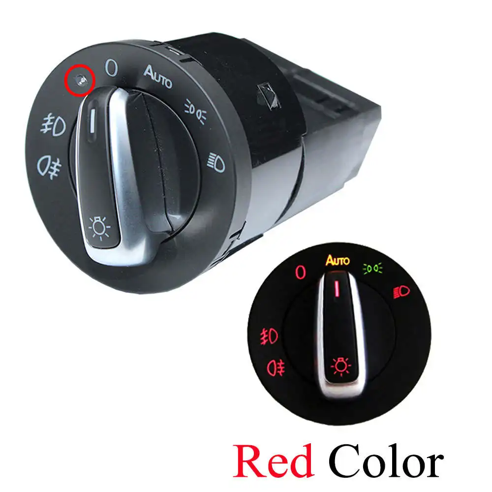 Зеленый Гольф Mk4 выключатель света для переключения света фар модуль датчика света обновление хром для Skoda VW Golf 4 Jetta MK4 Passat B5 - Цвет: New Style Red