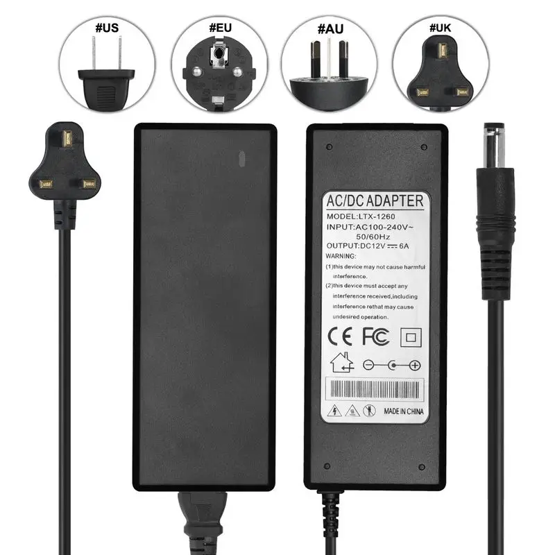 30 шт. 12 В CCTV lC питание с волновой фильтр AC 110 220 к DC 6A светодиодный трансформатор для