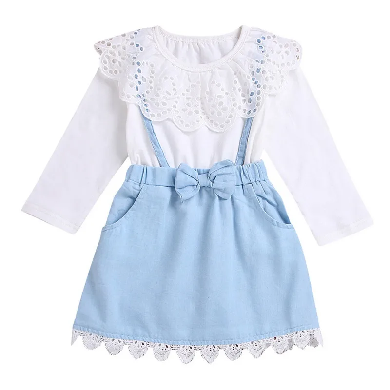 Новинка 2019 года, весеннее платье для маленьких девочек, детское платье-обманка из двух предметов, кружевное платье принцессы с длинными