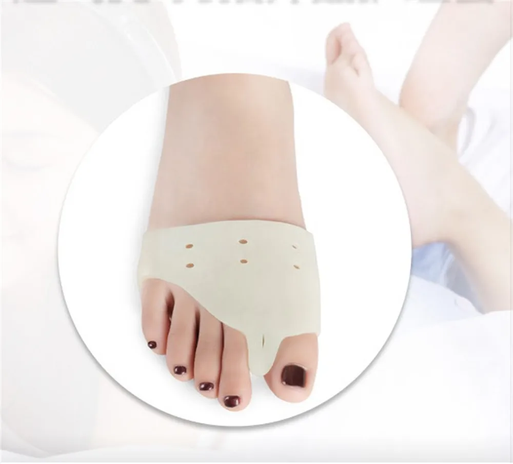 1pair=2pcs Daily Use Foot Care Biological Silicone Hallux Valgus Orthosis Toe Separator Big Toe Corrector Forefoot Pad FT035