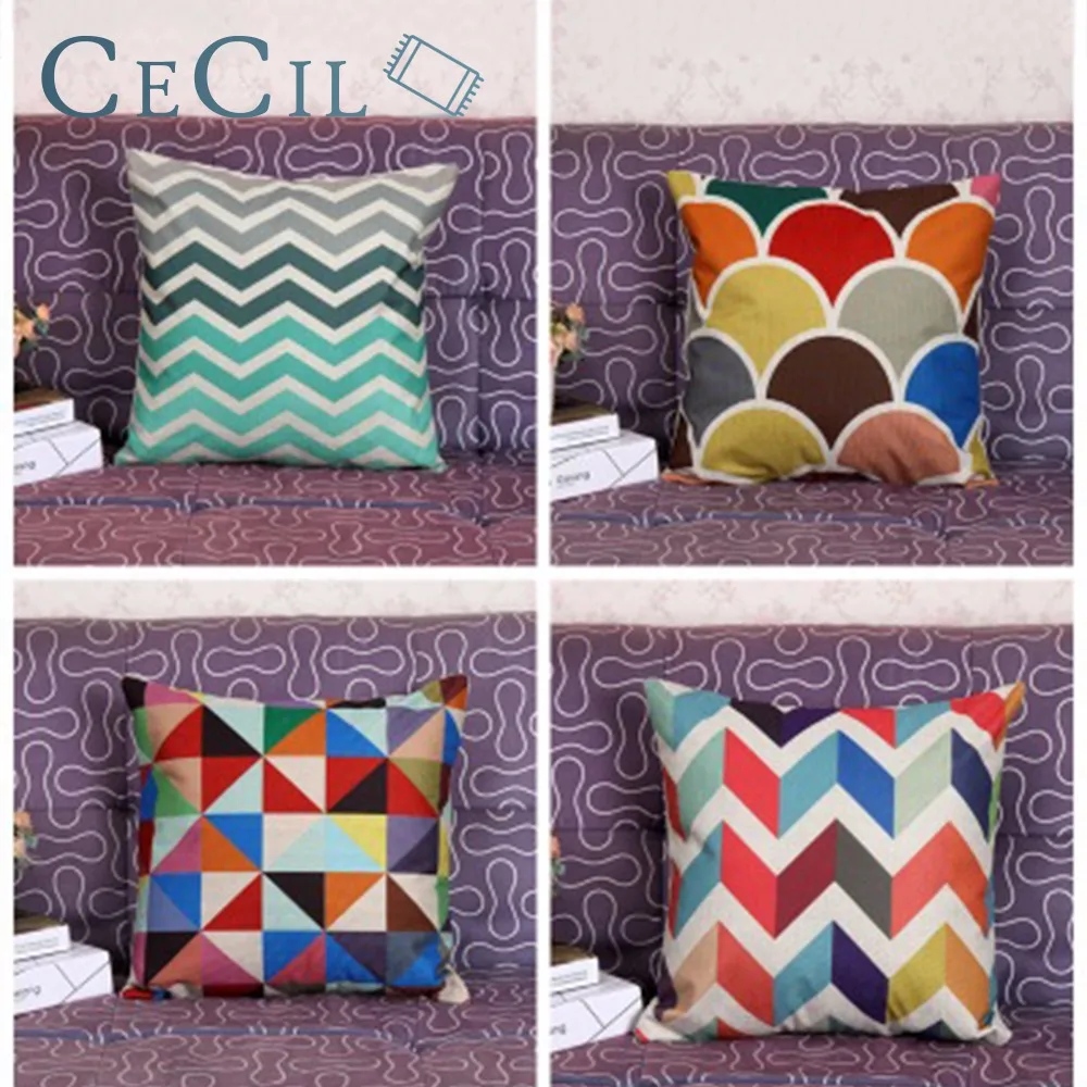 

Comwarm Geometric Colorful Stripes Covers For Cushions Semicircular Triangular Home Pillow Sofa Decor Houseware Throw Pillowcase