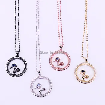 

10Pcs Round CZ Micro Pave Boy Pendant Necklaces For Gift Wholesale Jewelry