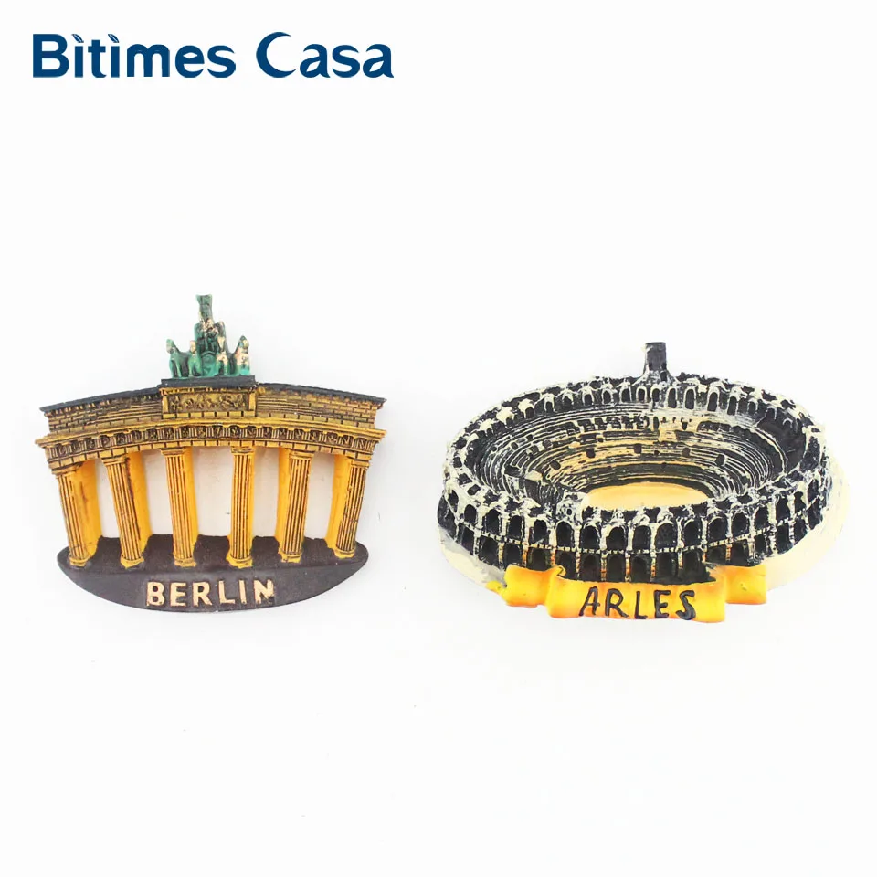 

Bitimes 2PCS 3D Fridge Magnets Sticker Home Decoration Souvenirs Brandenburg Gate Amphitheatre Magnetic Refrigerator Kitchen
