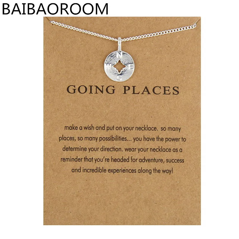 Fashion Jewelry Going Places, Flat Compass Necklace For Women