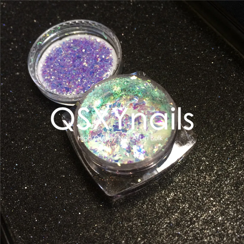 1 Jar Aurora Chameleon Flakes Powder Neon Chrome Mirror Pigment Unicorn Nails Glitter Gel Nail Polish Nail Art Manicure