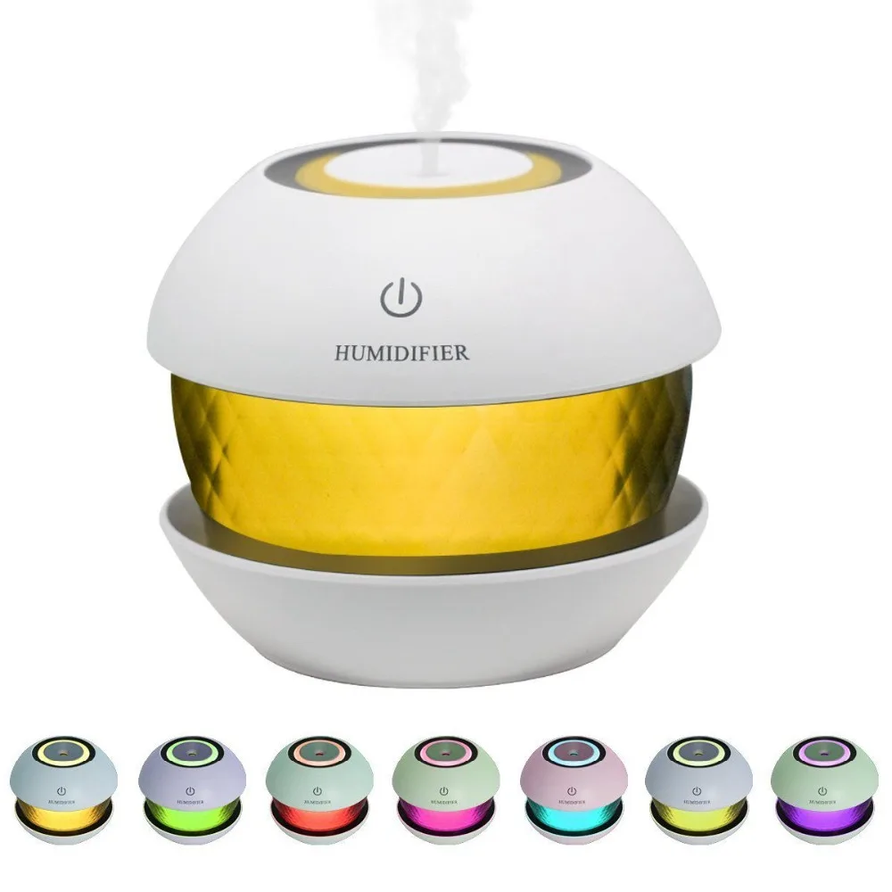

150ml Round Ultrasonic Cool Mist Humidifiers Diffuser Spray USB Humidifier With Led Night light Colorful Change