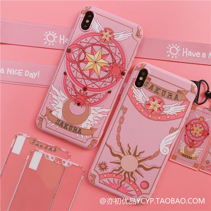 Для iphone 11 pro Max Cardcaptor Sakura Чехол+ пленка для экрана из закаленного стекла для iphone X XS XR XS Max 7 8plus 6S plus чехол+ ремни