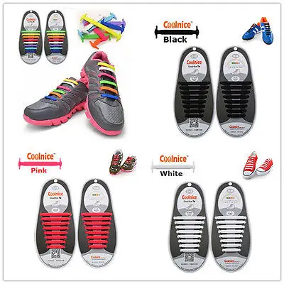 12Pc/Set Fashion Unisex Women Men Athletic Running No Tie Shoelaces Elastic Silicone Shoe Lace All Sneakers Fit Strap No tie