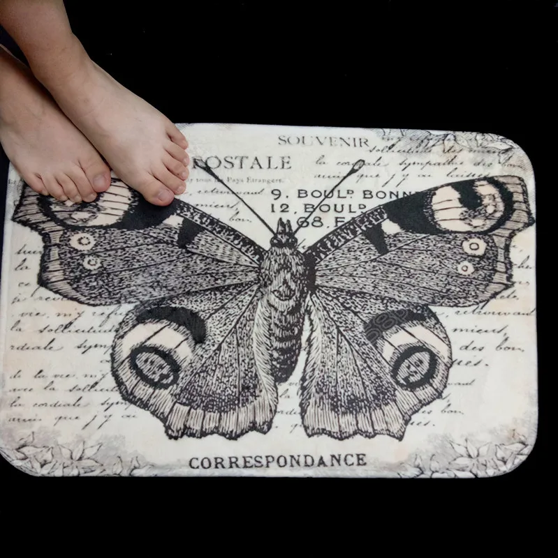 Ванная комната индивидуальные Коврики печатных Гостиная ковры с принтом бабочки пол Коврики для кровати комната Anti-Slip Tapete