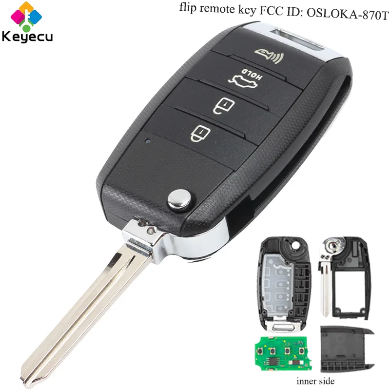 KEYECU флип/складной дистанционный Автомобильный ключ-3 + 1/4 Btns-FOB для Kia Forte 2013 2014 2015 2016