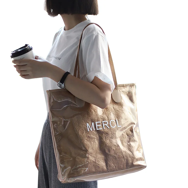 

Waterproof Jelly Shoulder Bags Women PVC Casual Tote Handbags Large Capaciy Ladies Beach Bag Luxury Brand Female Bags Sac A Main