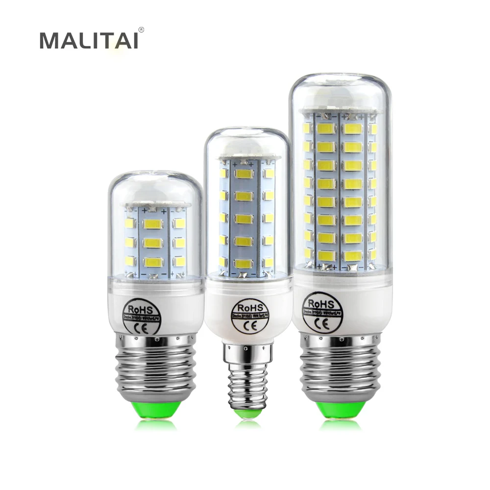 1Pcs Real Long Lifespan Health LED Corn lamp E27 E14 220V 24 72 LEDs