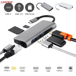 CARPRIE USB C 8 in1 USB-C к Тип-C USB Multi 3,0 HDMI RJ45 Ethernet Micro SD TF OTG Hub 2019 большая акция Z30416