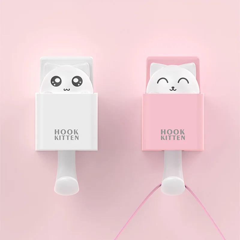 

Creative Cute Hiding Cat Hook Kitten Hook Clothes Hat Wall Hook Gravity Induction Hook Home Decor Free Punching