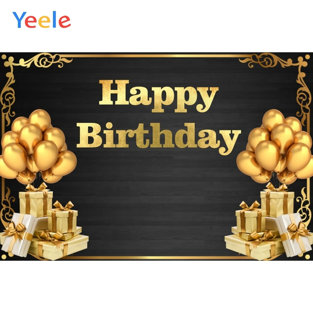 

Yeele Birthday Party Golden Balloon Gifts Black Photography Backdrop Woman Man Photographic Backgrounds Photo Studio