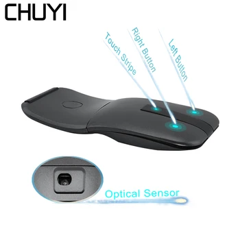 

CHUYI 2.4G Wireless 360 Degree Rotatable Foldable Mouse Optical Ergonomic Mause Ultra-thin Arc Touch Mice For Microsoft Mouse