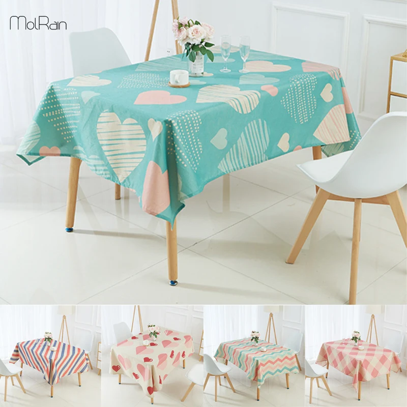 

Nordic Style Waterproof Tablecloth Linen Table Cloth Heart-shaped Geometric Lattice Table Cover Coffee Dining Tablecloth Textile