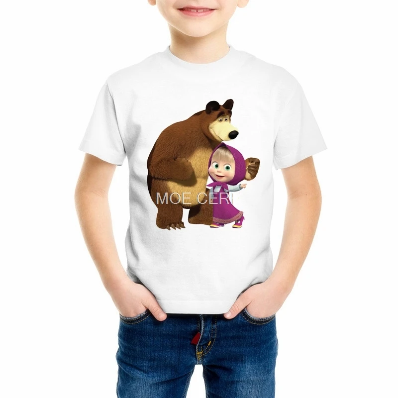 

New Masha And Bear T Shirt Kids Girl Summer Tshirt Children Tees Short Sleeve Kids T-shirt Baby Cartoon Bear Top Tee Z3-3