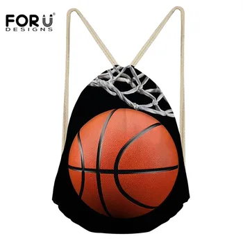 

FORUDESIGNS 3D Basketball Print Women Drawstring Bag Casual String Backpack for Boys Girls Travel Softback Backpacks Sack Cinch