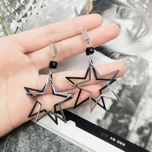 Трендовые Женские Висячие серьги в форме звезды, длинные висячие серьги в виде пятиугольника для женщин, висячие серьги в богемном стиле