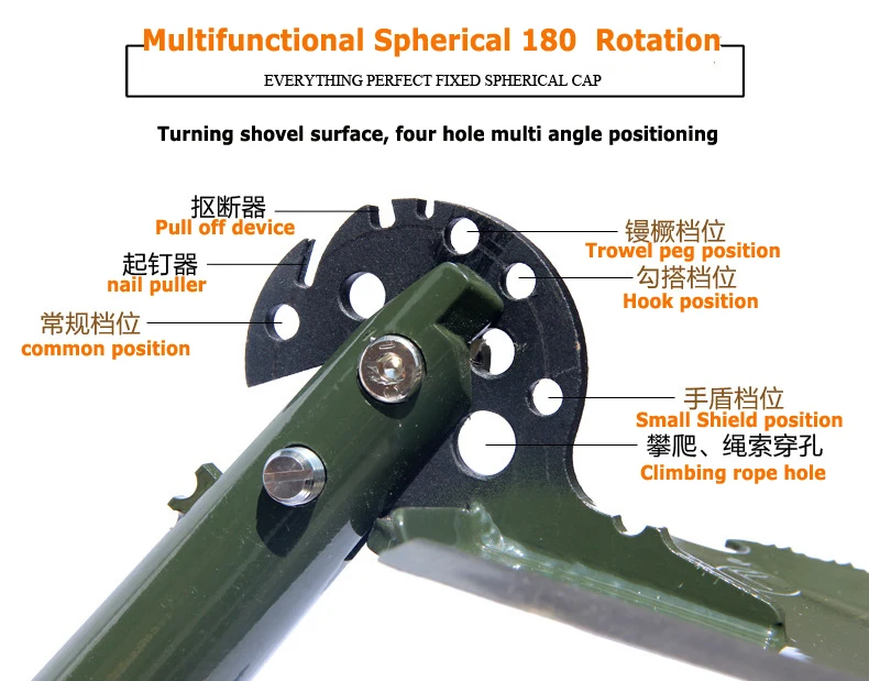WJQ-308 Chinese Military Shovel Folding Portable Multifunctional Camping Hunting EDC Outdoor Survival Spade Axe Multi Tools 6