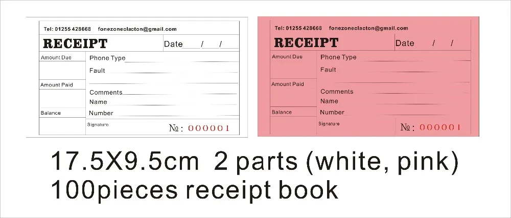 receipt size