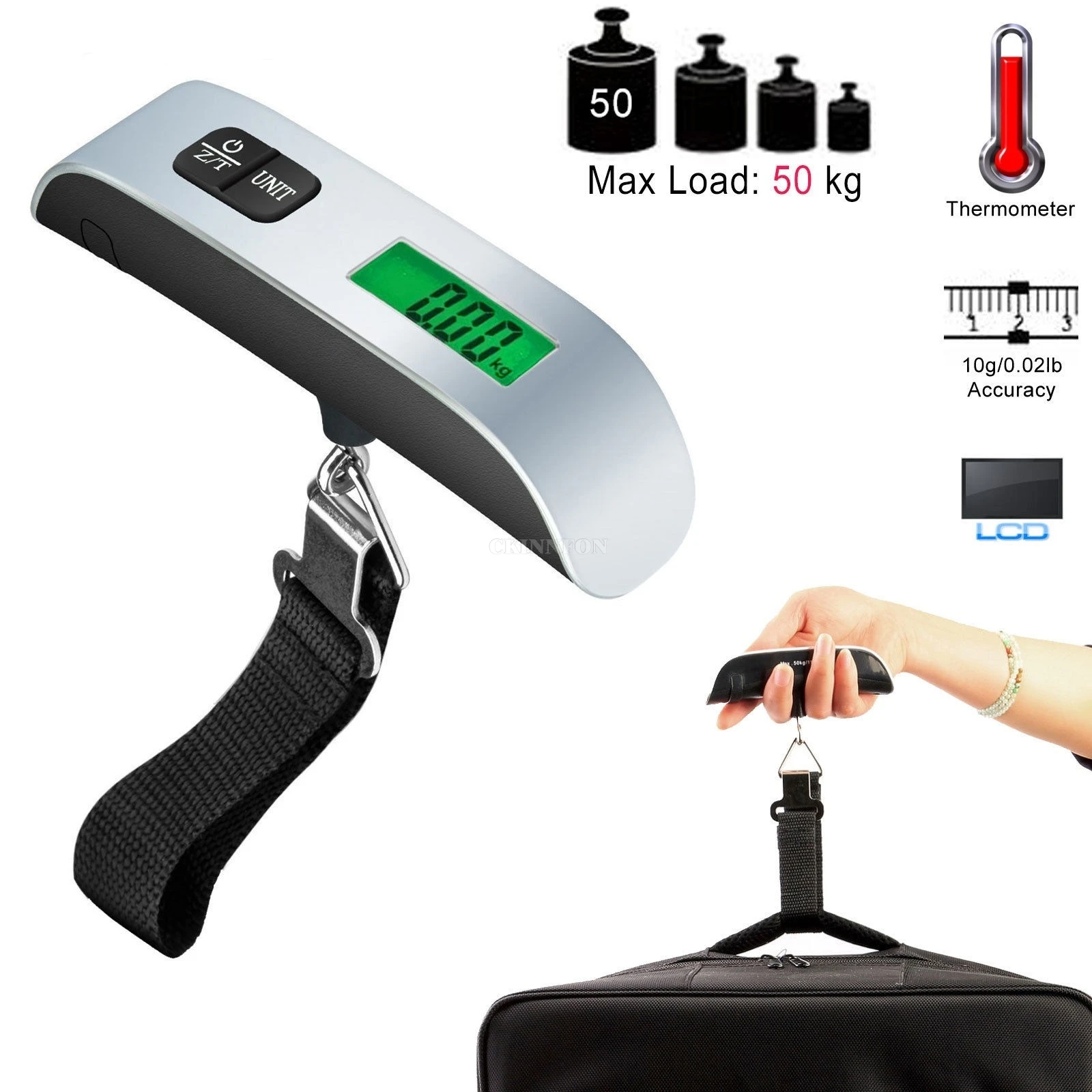 DHL 50PCS 50kg x 50g Digital LCD Handheld Luggage Baggage Weight Scale