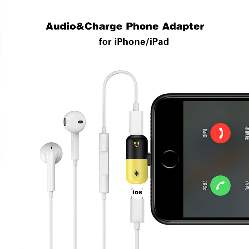 

XPAY Dual Lighting Phone Charger Converter For iphone X 8 7 Plus 8 Pin 2 in 1 Mini AUX Splitter Convertor Charging Cable Adapter