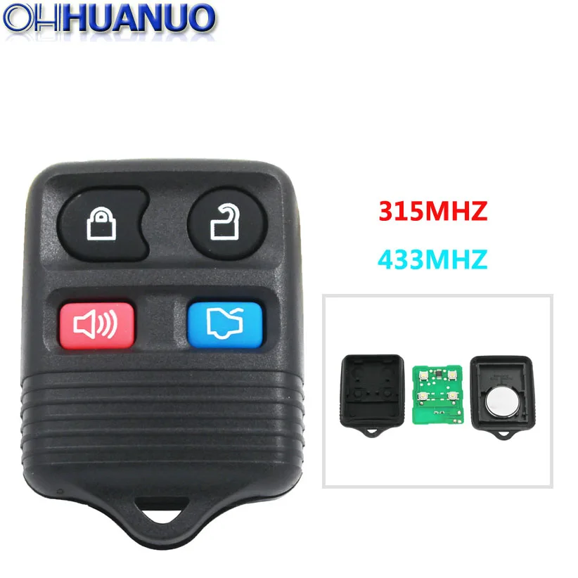 

315MHz / 433Mhz 4 Buttons Replacement Key Remote Control for Ford Focus Full Exhaust Mustang Thunderbird Lincoln Town