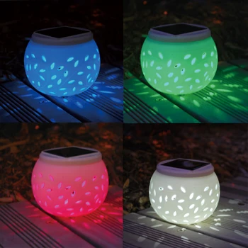 

Solar Garden Light LED Small Apple Ceramic Lamp RGB+Hollow Landscape Outdoor Light Control Solar Lamp Night Light